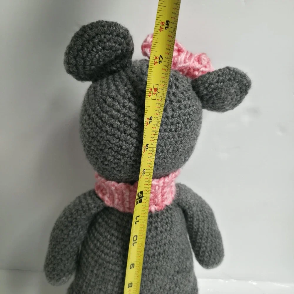Handmade Crochet Koala Plush Amigurumi Bear Stuffed Animal Toy Pink Bow Flower